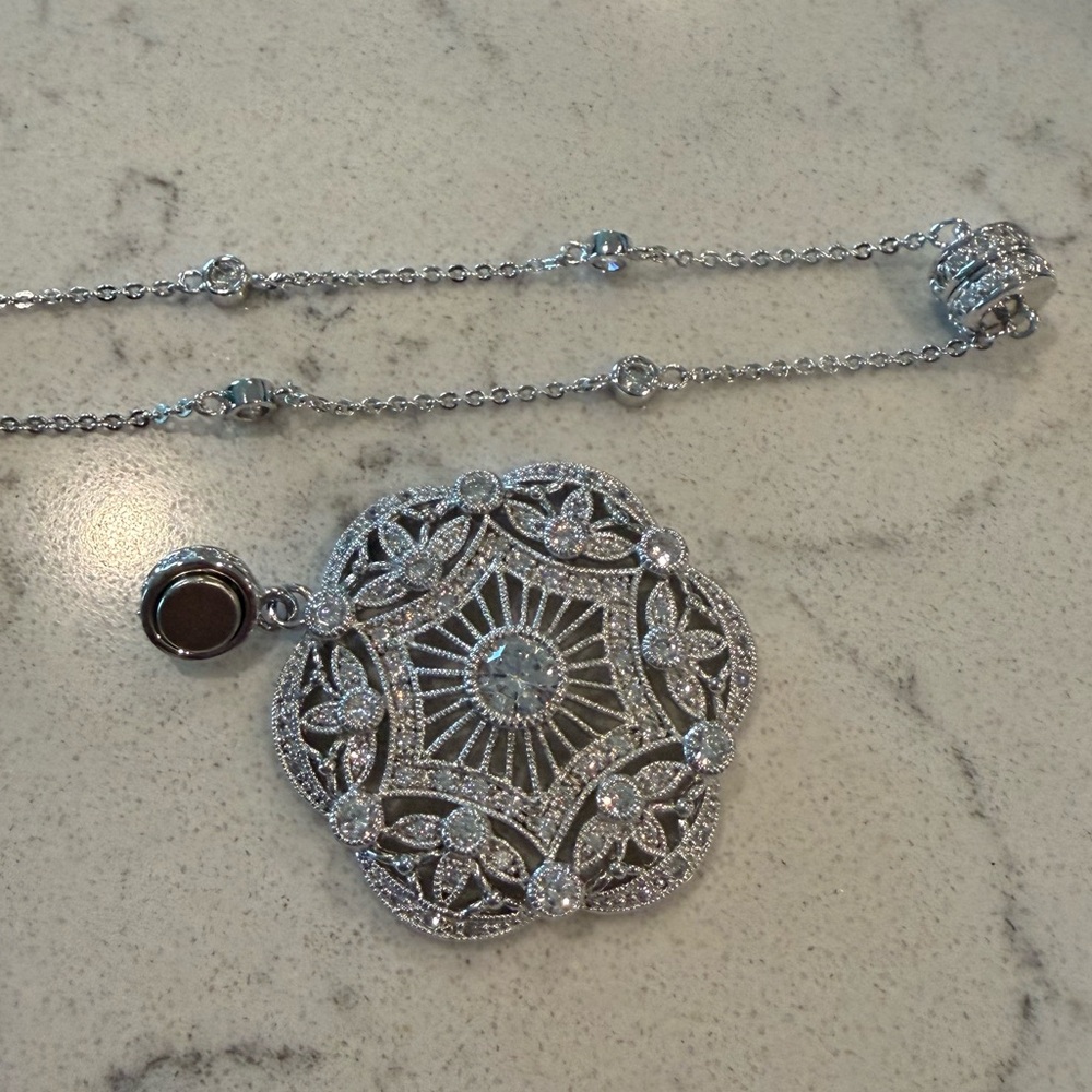 Esposito Diamonique smart snap Sterling necklace - Picture 7 of 15